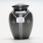 Click here for more information about Pewter Pawprint Urn + Private Pet Cremation