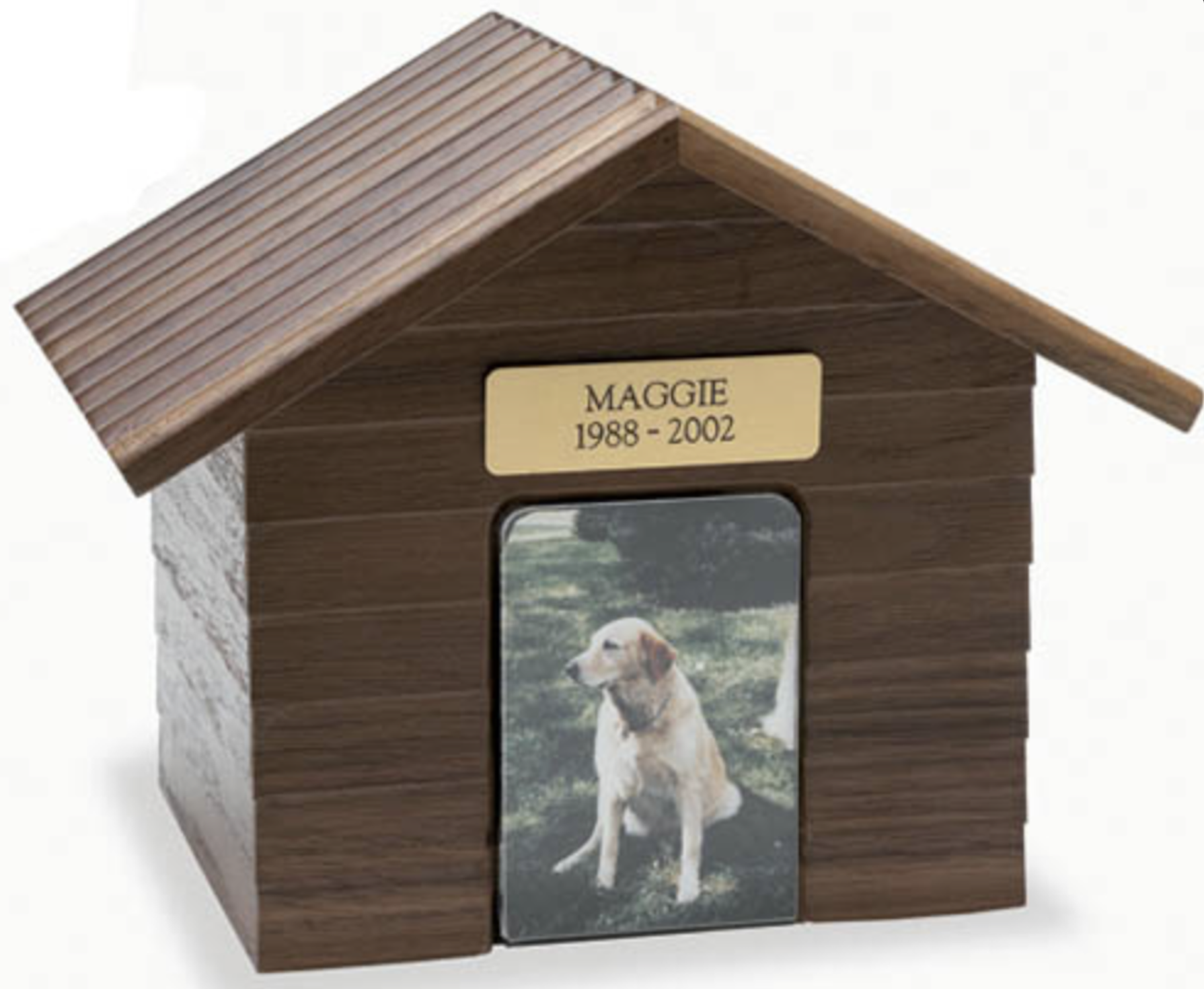 Click here for more information about Walnut Doghouse Photo Urn + Private Pet Cremation